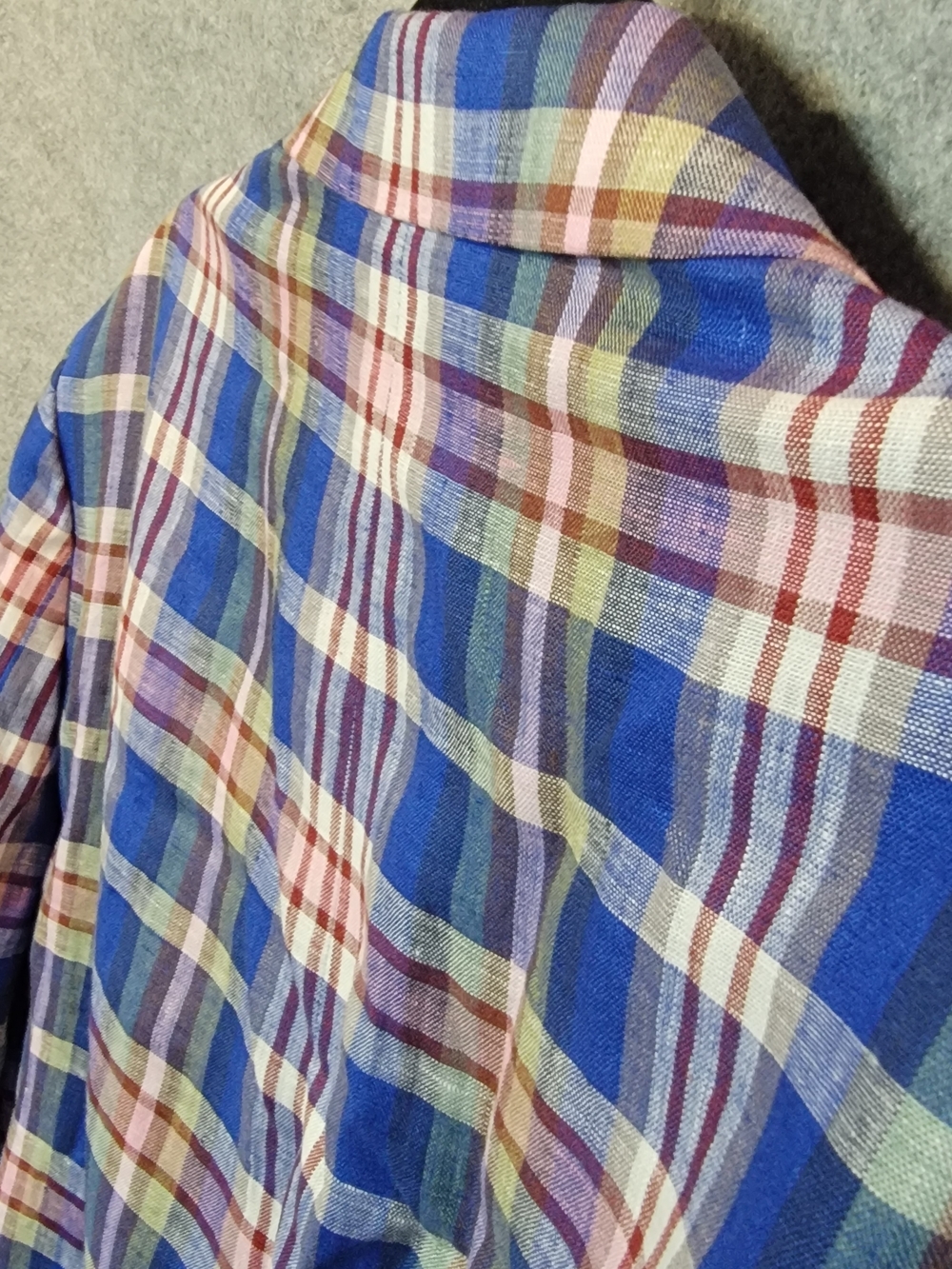TALLIA Slim Fit Blue Multi-Color Plaid 100% Linen Sport Coat 42R - Picture 7 of 16